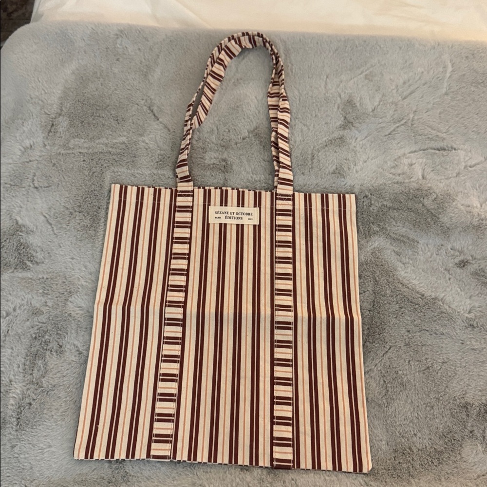 NEW Sezane Striped Canvas Tote